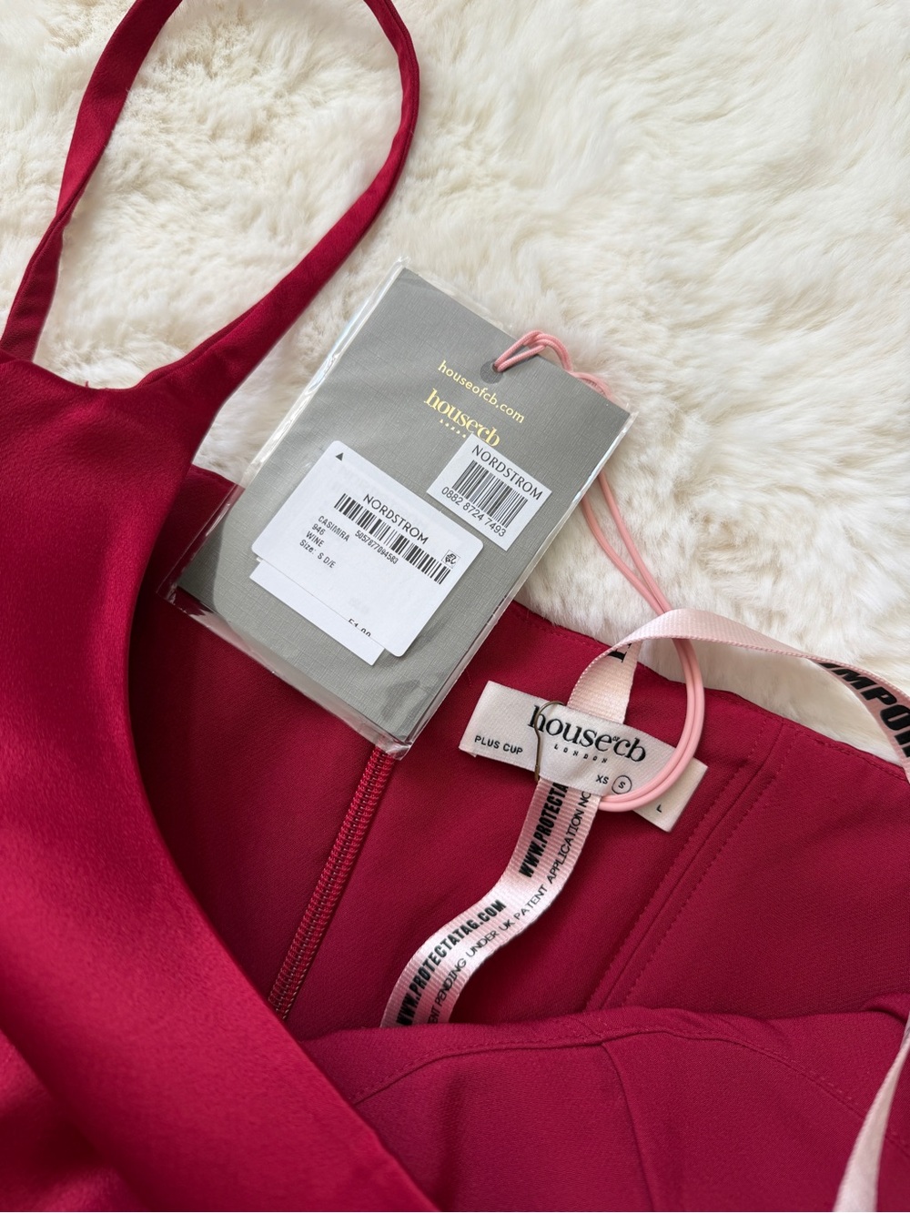 House of CB Satin Slit Bodycon Corset Midi Dress S Plus Cup - Wine Red - Picture 6 of 7